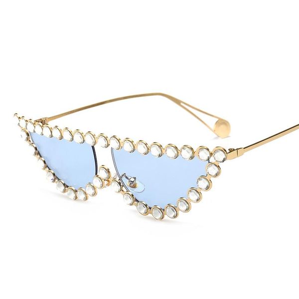 

sunglasses brand 2021 fashion cat eye sun glasses for women female diamond decoration flat triangle eyewear, White;black