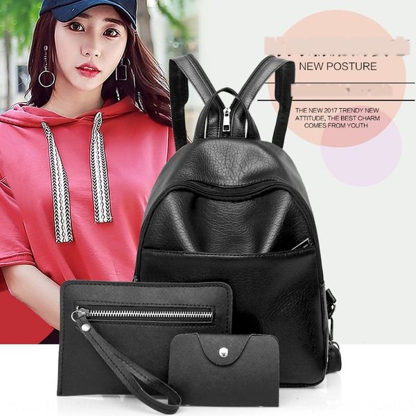 

double back 2020 new double schoolbagkorean versionthree piece backpack backpack bag shoulder covermother's shoulder bag nanfu