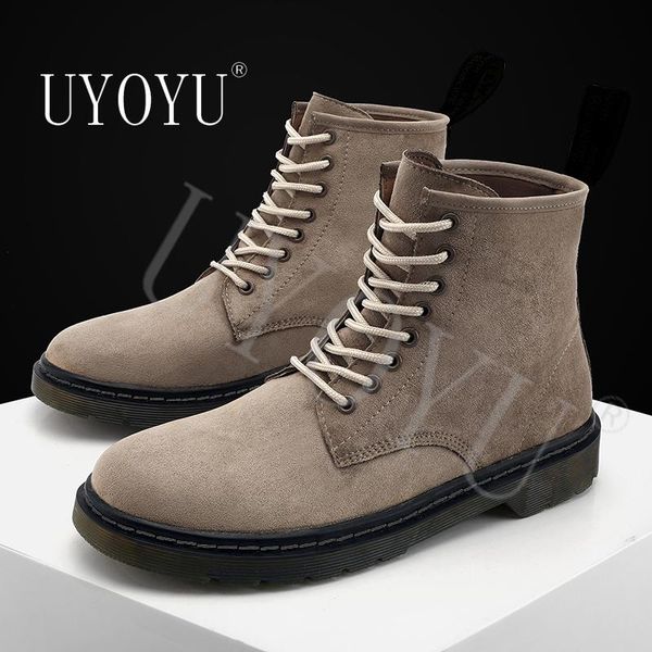 

35~44 uyoyu women lace autumn boots womens ladies chunky wedge platform flock genuine leather ankle boots punk goth 2020, Black