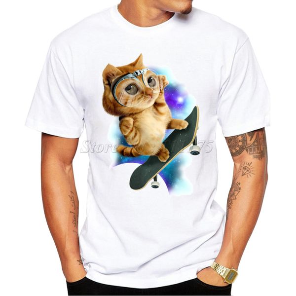 

new arrivals fashion skateboard cat design men's t shirt boy cool hipster printed summer t-shirt sport hooded sweatshirt hoodie