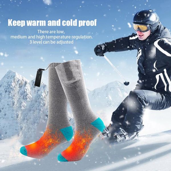 

sports socks fashion style rechargeable heating cotton heated keep warm foot electric warming charge permitted to both unisex, Black