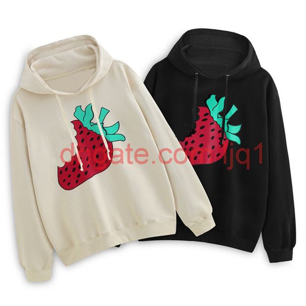 

19fw famous stylist sweatshirts fashion strawberry print men women hoodies couples hoodies long sleeve 2 colors, Black