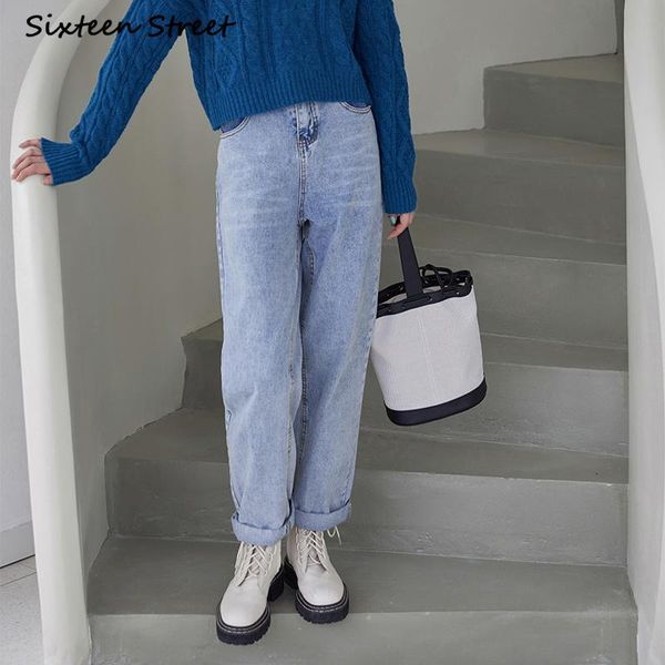 

denim jeans femme new chic design elegant fashion female baggy straight wide legged pants y2k aesthetic vintage clothing 2021, Blue