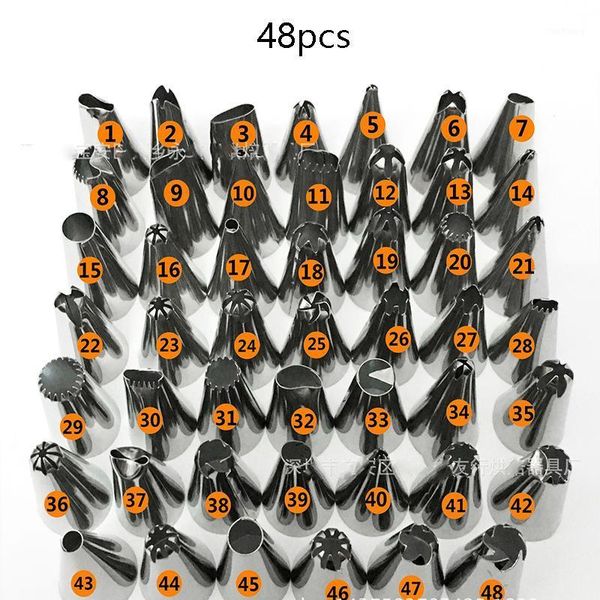 

48pcs stainless steel decorating mouth diy cream piping nozzles pastry dessert cake kitchen baking decor tool accessories set1