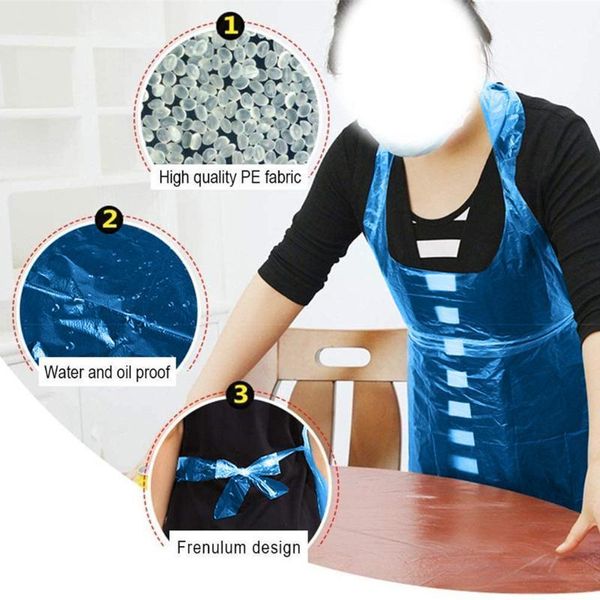 

aprons 100pcs/set adults disposable cleaning apron transparent easy use kitchen for women men cooking apron1