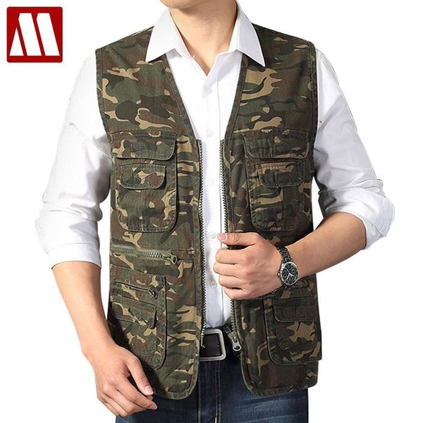 

mens & women spring autumn clothes fashion casual vest men camouflage vests man sleeveless jacket multifunction pocket waistcoat 201114, Black;white