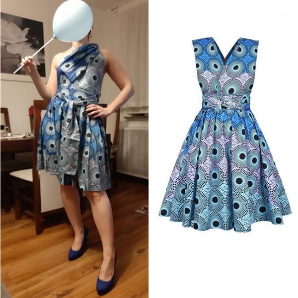 

summer clothes african american dresses for women 3d floral print diy bandage dress 2020 fashion evening party v-neck outfits1, Red