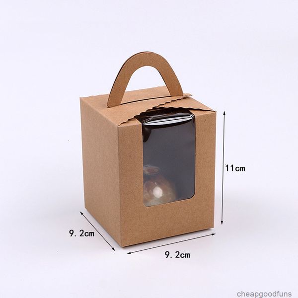 

u window with clear single handle portable cupcake macaron mousse cake snack boxes paper package box birthday party supply 2u