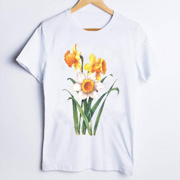 

tees for women print 90s fashion trend floral flower printing ladies t shirt clothes lady clothing female t shirt, White