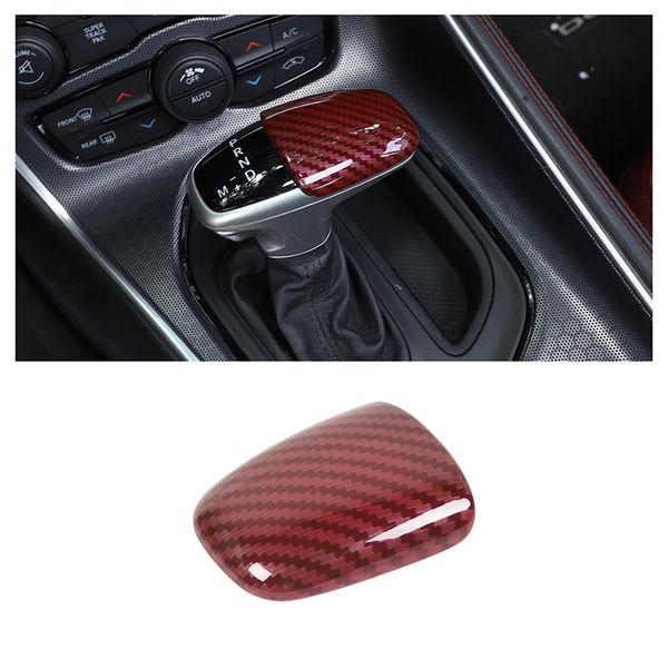ABS Gear Shifter Knob Trim Light Fuchsia Fibra di carbonio in fibra di carbonio per Dodge Challenger / Caricatore 2015 su Automobili Accessori interni auto