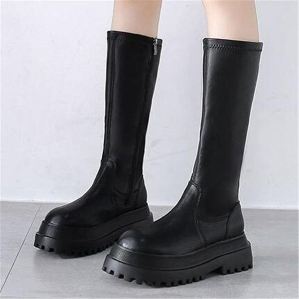 

2020 fashion women zip knee-high boots autumn winter square heels quality long comfort female thigh high botas mujer black 35-40