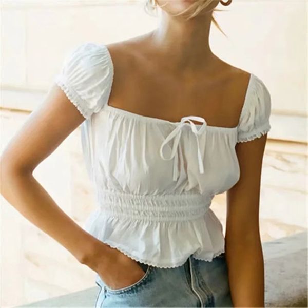 

ins блоггер носить летом 2020 моды белых упругих коротких laceshirt ins блоггер женщина одежда 2020 лето моду белого шнурка эластичного топ, White