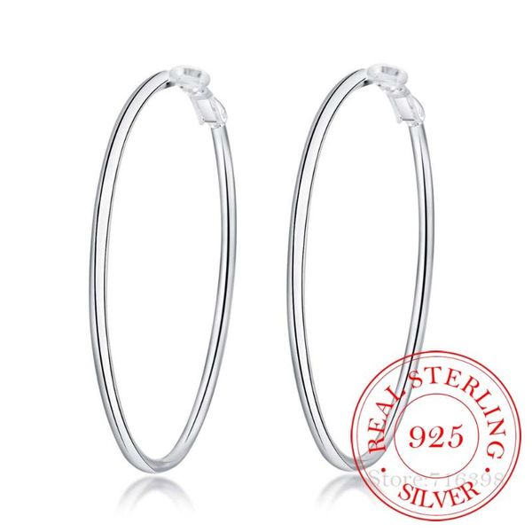 

personality hyperbole 925 sterling silver simple smooth circle hoop earrings for women 2020 sterling-silver-jewelry pendientes, Golden;silver