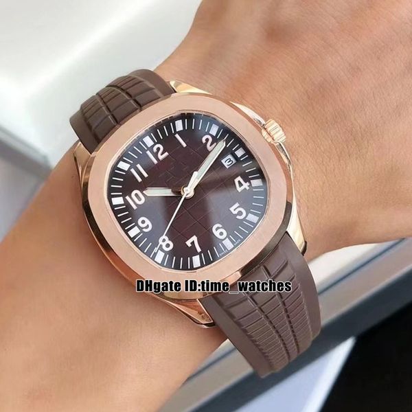 

12 colors new date rose gold case 5167 watch 5167r-001 miyota 8215 automatic mens watch brown textured dial rubber strap 5168 gents sport wr, Slivery;brown