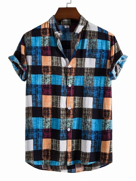 

men plaid print button front shirt 11jk#, White;black