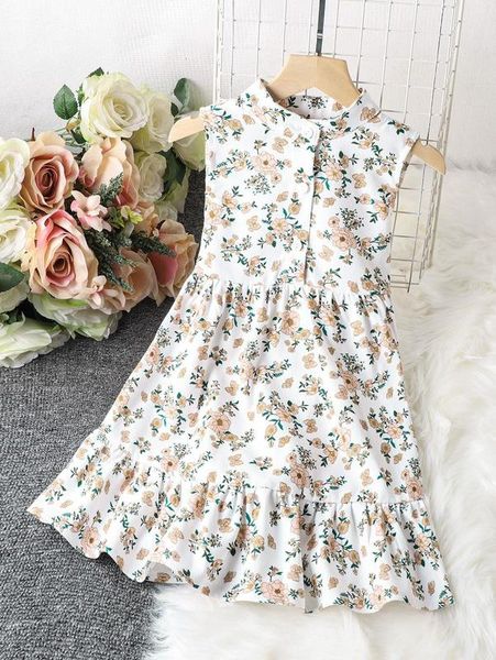 

toddler girls floral print tie back ruffle hem dress she, Red;yellow