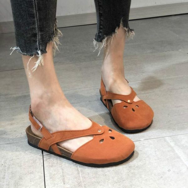 

2020 summer women plus size flat sandals round toe sandals ladies casual hollow elegant female soft beach sole shoes, Black