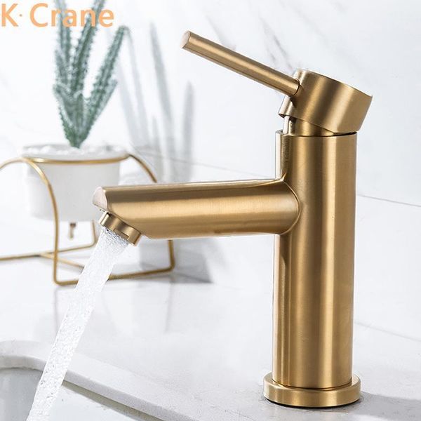 

gold faucets bathroom basin sink tap cold water mixer grifo stainless steel modern faucet one hole single handle torneira1