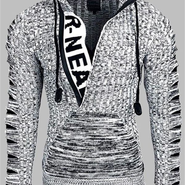 

men's half cardigan sweater autumn and winter casual warm sweater male pure color plus size hole men's coat sweater men's pul, White;black