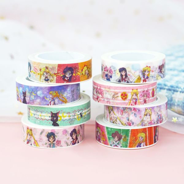 

5pieces/lot 8pcs washi tape anime paper adhesive tape diy scrapbooking sticker label masking tape office supplies sticker 1.5cm*10m 2016