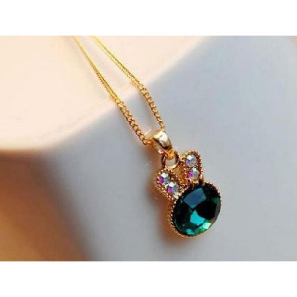 

rabbit controls the clavicle chain cute sea green full diamond crystal rabbit pendant necklace whole sqcnxi homes2007, Silver