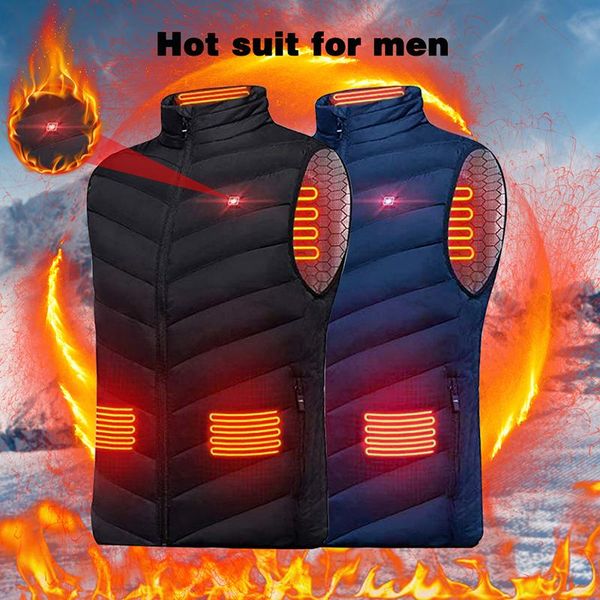 

2020 winter mens usb heating electrical vests men warm sleeveless heated jacket men classic heating intelligent vests overcoats, Black;white