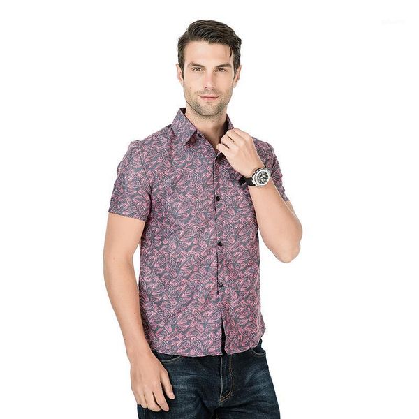 

men's summer shirts mens fashion print short sleeve shirts casual slim business good quality cotton comfortable size 3xl1, White;black