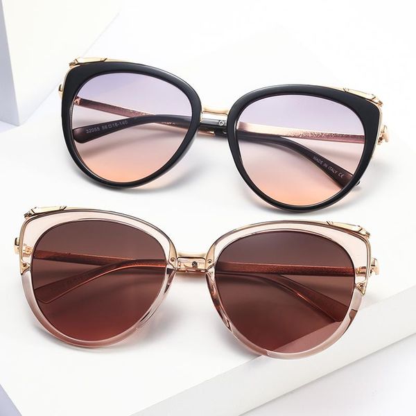 

2021 New Arrivals Oversized Shades Men Woman Sunglasses Cat Eye Glasses Big Frame Vintage Retro Gradient Diving Fishing Glasses, White;black