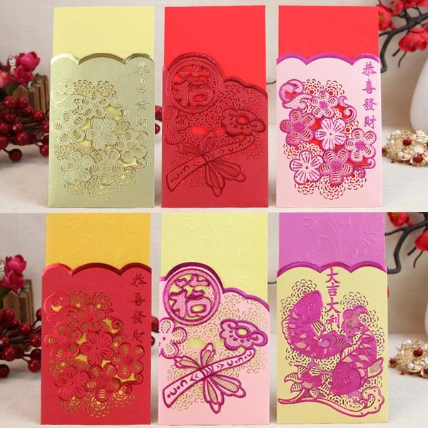 

carved flower red packets for 2021 chinese ox new year 6 pcs