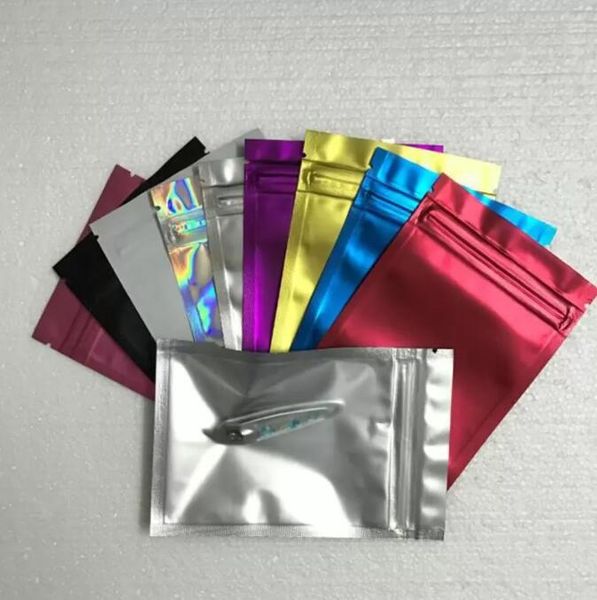 

300pcs/lot 8.5*13cm colored aluminum foil self seal zip plastic bag packaging for food snack storage clear mylar mylar baggies