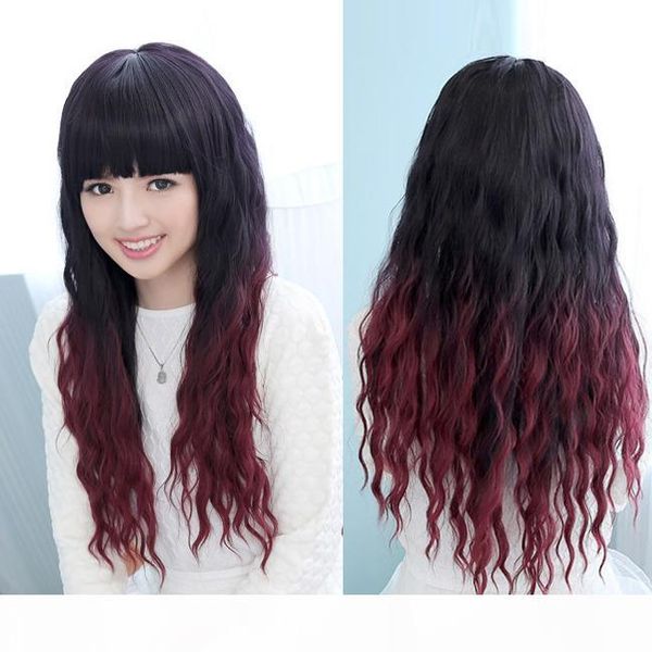 

ombre brazilian virgin hair weaves two tone 1b 99j burgundy wine red peruvian malaysian indian cambodian natural wave human hair wigs, Black;brown