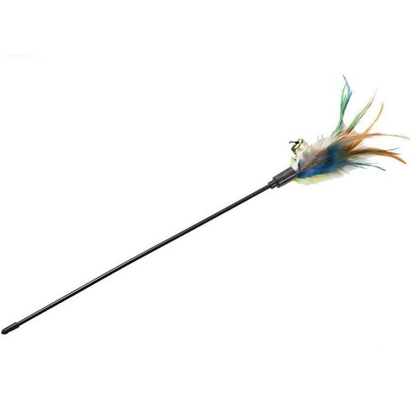 

1pc colorful cat teaser wand creative interactive bell decor cat teaser toy cat feather training toy pet supplies rand qyljlq