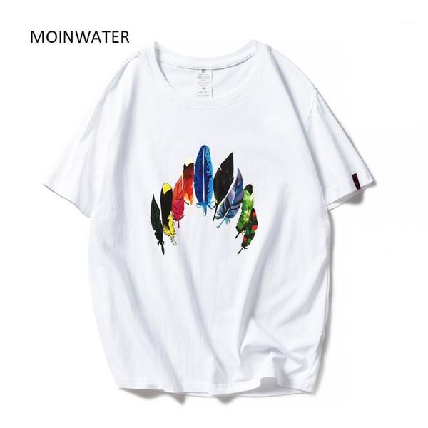 

moinwater lady summer cotton t-shirts vogue women casual cotton tees short sleeve female comfortable tshirt mt19031, White