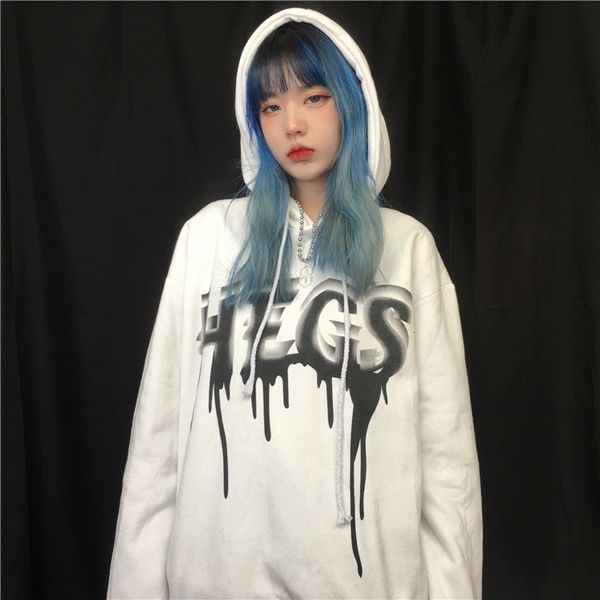 

autumn 2021 and winter new the funeral diffuse letter hooded impression plus velvet quilted female sweater 2pxe, Black