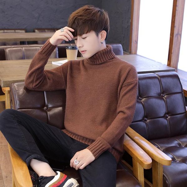 

2020 autumn and winter men's sweater thicken winter new trend turtleneck sweater korean hedging youth, White;black