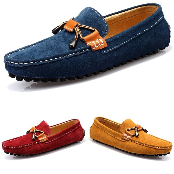 

non-brand men british peas shoes leather casual fashion breathable dark blue wine red yellow brown lazy overshoes 38-44