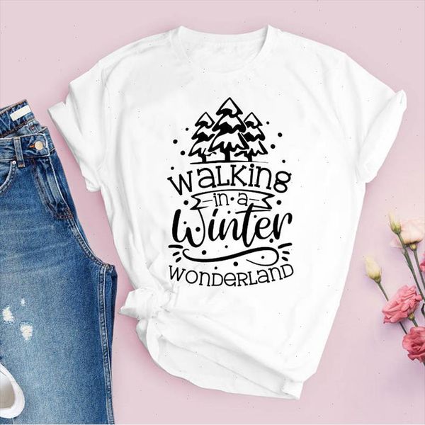 

tees for women print snow letter new year holiday 90s merry christmas clothes lady clothing female t shirt graphic t shirt, White