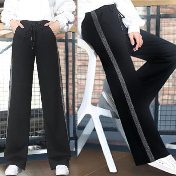 

cotton linen full length pants women's spring summer casual trousers wide leg casual pants striped women's trousers s-2xl#j301, Black;white