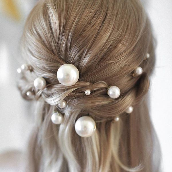 Headpieces redondo pérolas pino de casamento e clipe de cabelo de noiva da dama de honra varas de cabelo acessórios de jóias femininas