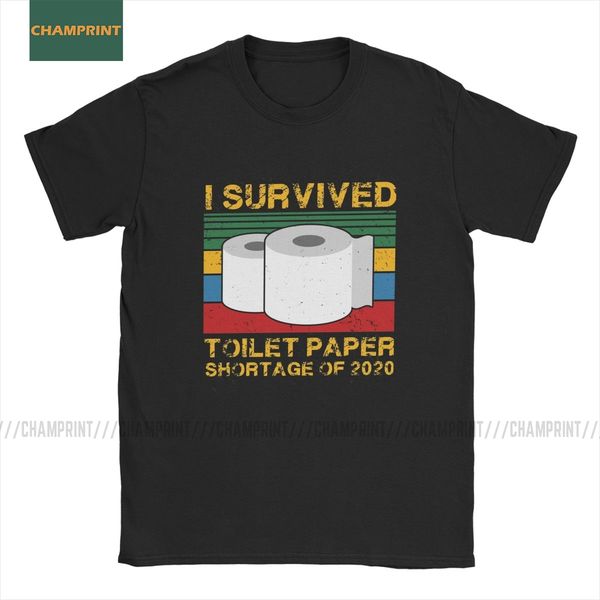 

sport men t-shirt i survived toilet paper shortage of 2020 cotton tee shirt short sleeve panic tp social distancing t shirt plus size
