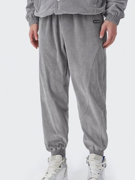 

men patched detail corduroy pants r9gz#, Black