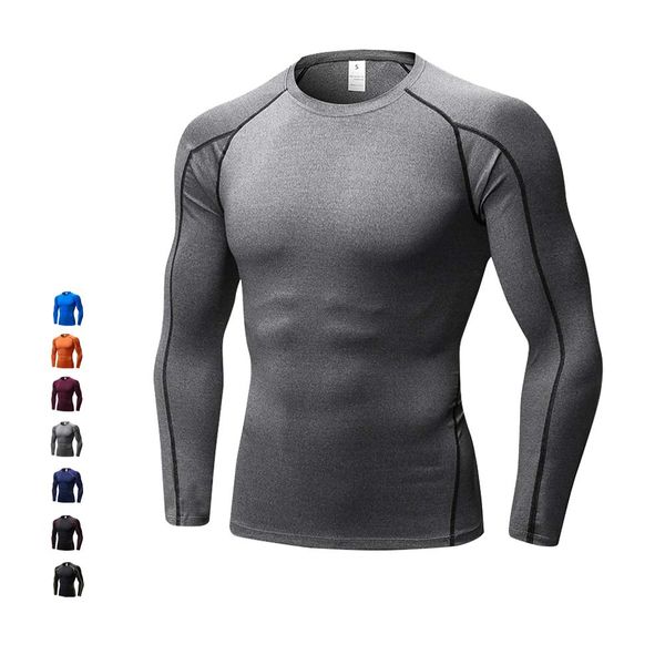 

outdoor t-shirts men's gym clothing long sleeve quick dry tights fitness underwear running sports sportswear ropa deportiva, Gray;blue