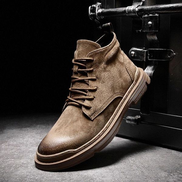 

men boots men's casual shoes cow suede leather lace up oxfords handsome comfortable spring retro leather boots men #2c4n