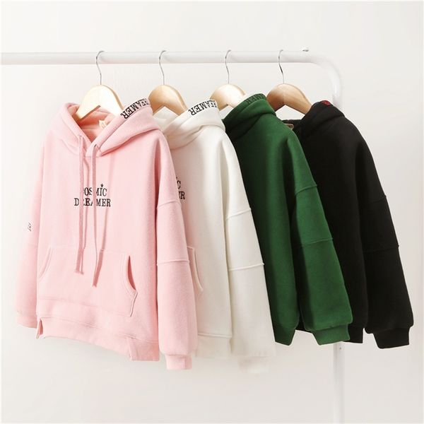 

girl's hoodies spring autumn big children's korean cotton hooded pullover sweatshirt girl letter casual sportswear clothing lj2008, Black