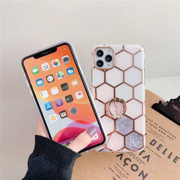 

flykylin plating marble phone case for iphone se 2020 11 pro xr xs max 8 7 plus cover with finger ring holder wmtadv yyysports