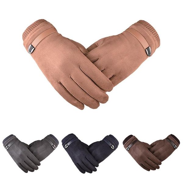 

ski gloves men winter touch screen suede driving male motorcycle thermal warm plush velvet lining fashion classic