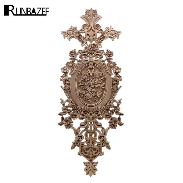 Runbazef Vintage Home Decor Floral Резные Деревянные Угловые аппликации Уолл Дверной Шкаф Мебель Декоративные Статуэтки для миниатюрного 201201