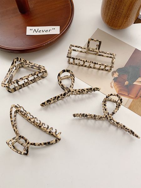 

korean elegant leopard hairpin back pan female shark clip large hair grab headdress