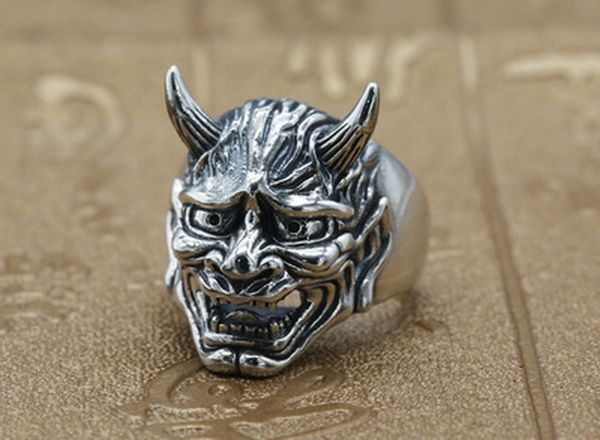 

925 sterling silver jewelry punk rock vintage skull opening ring gift hiphop men adjustable ring