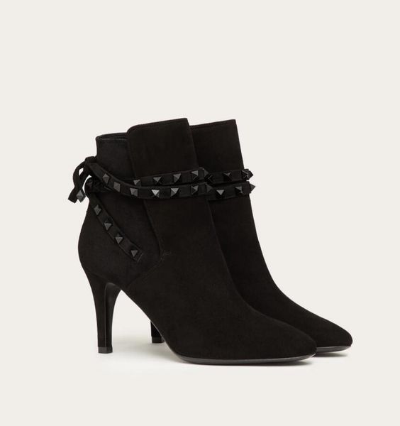 

популярные конструктор rock шпилек замша ботильоны женские сапоги известные бренды новый зимняя мода пинетки дешевые обувь черный, вино-крас, Black